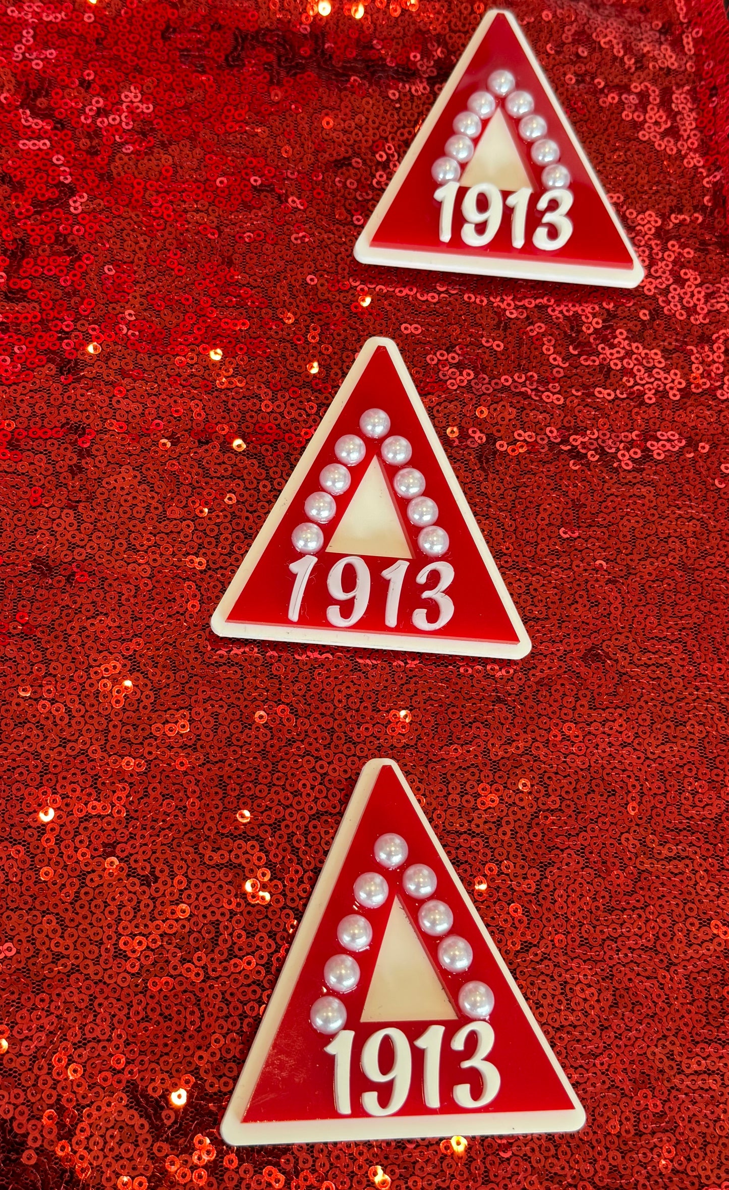 Delta acrylic brooch pins