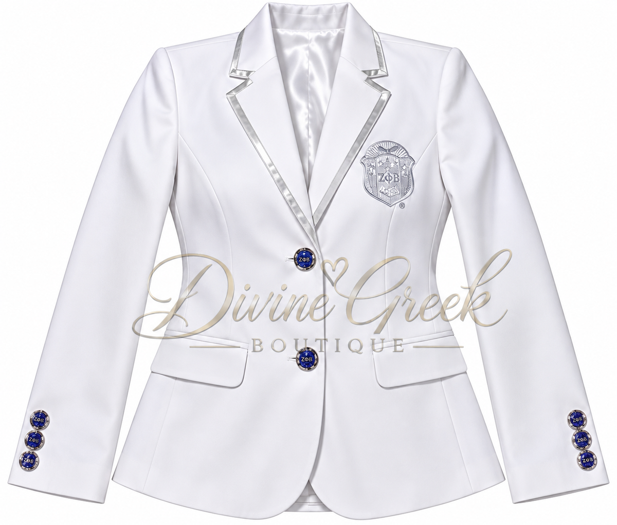 Zeta Phi Beta Blazer with Blue Stripe Lapel