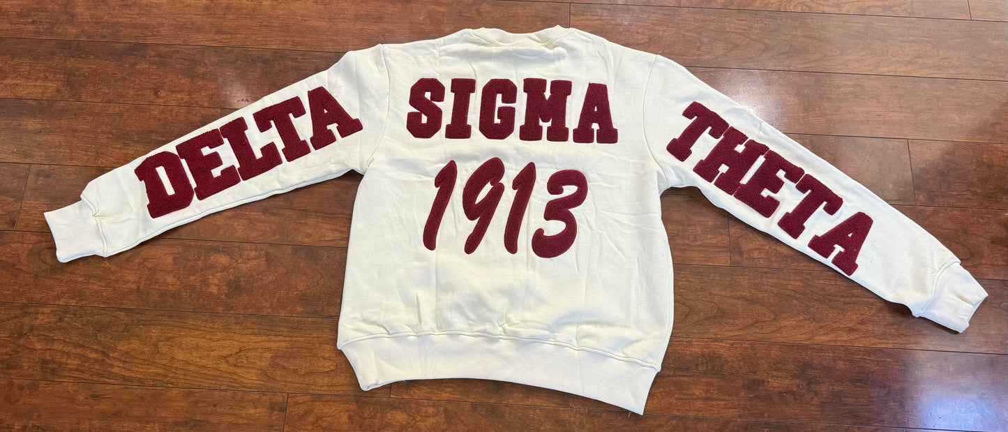 Delta Sigma Theta Crimson and Cream Chenille Sweatshirt