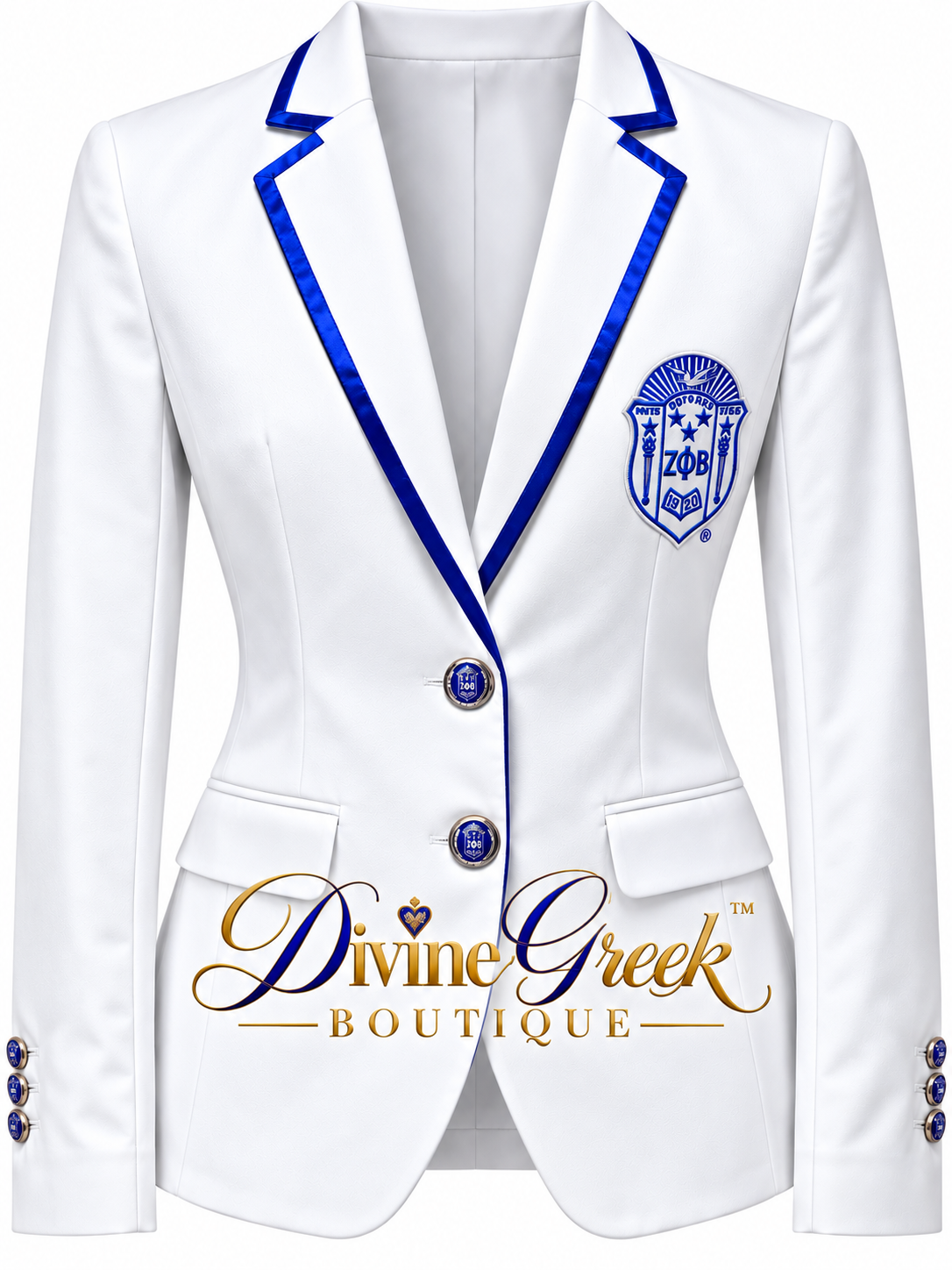 Zeta Phi Beta Blazer with Blue Stripe Lapel