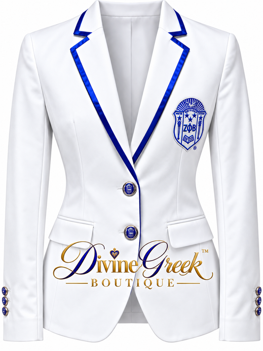 Zeta Phi Beta Blazer with Blue Stripe Lapel