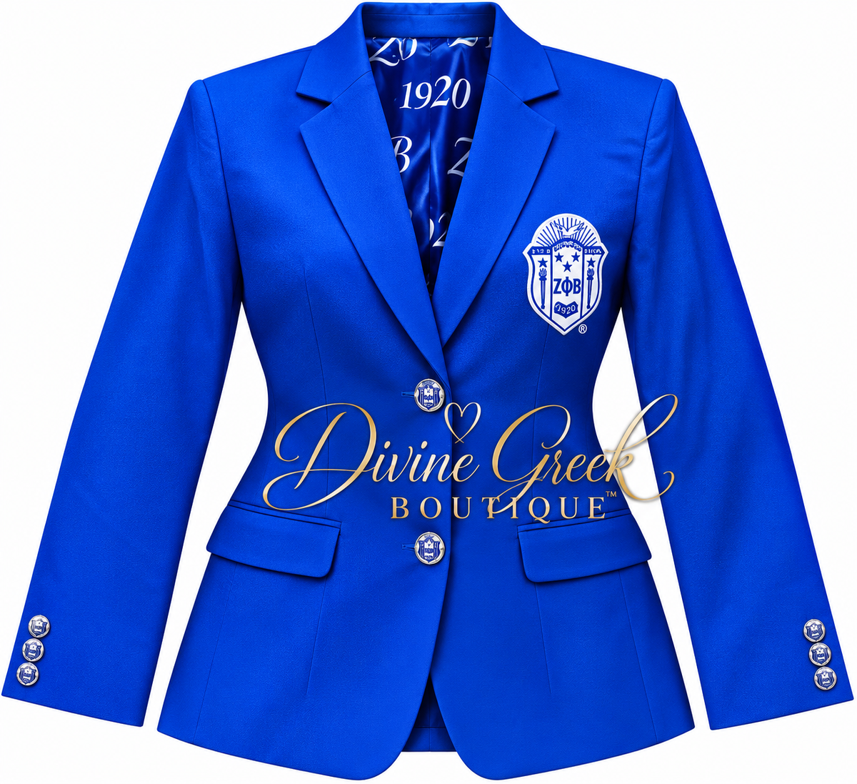 Zeta Phi Beta Blazer with Blue Stripe Lapel