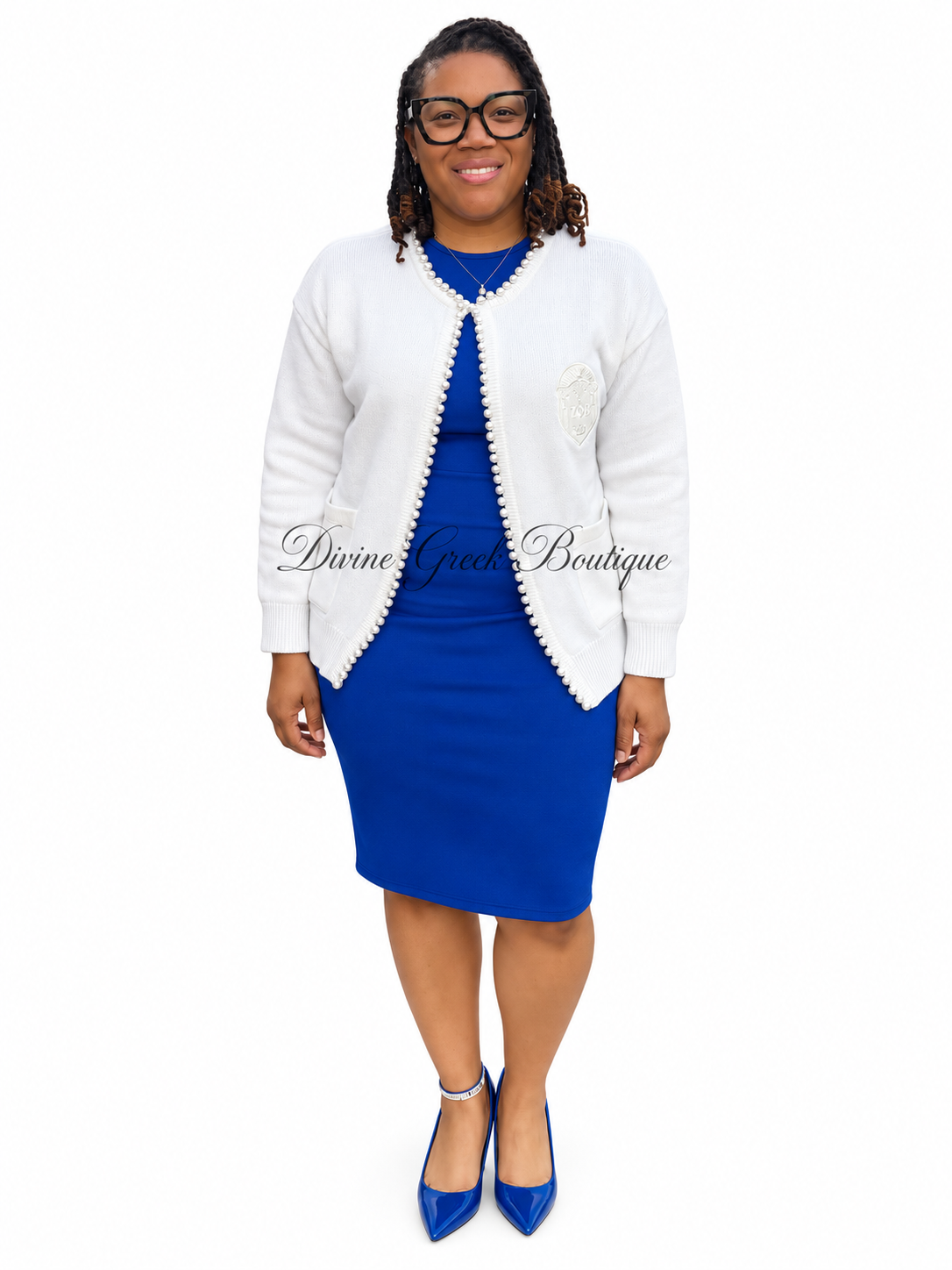 Zeta Phi Beta Uninterrupted White Pearl Cardigan