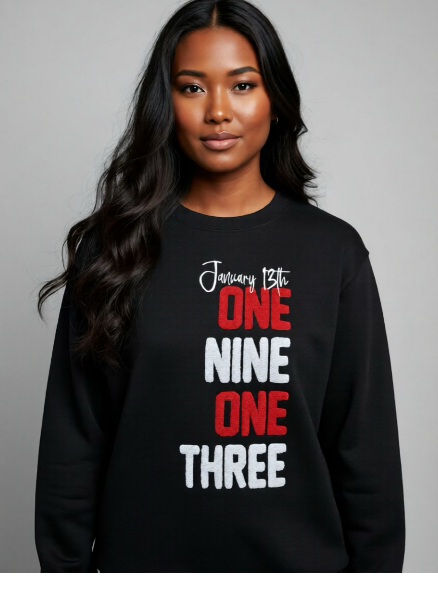 January 13th chenille sweatshirt One Nine One Three