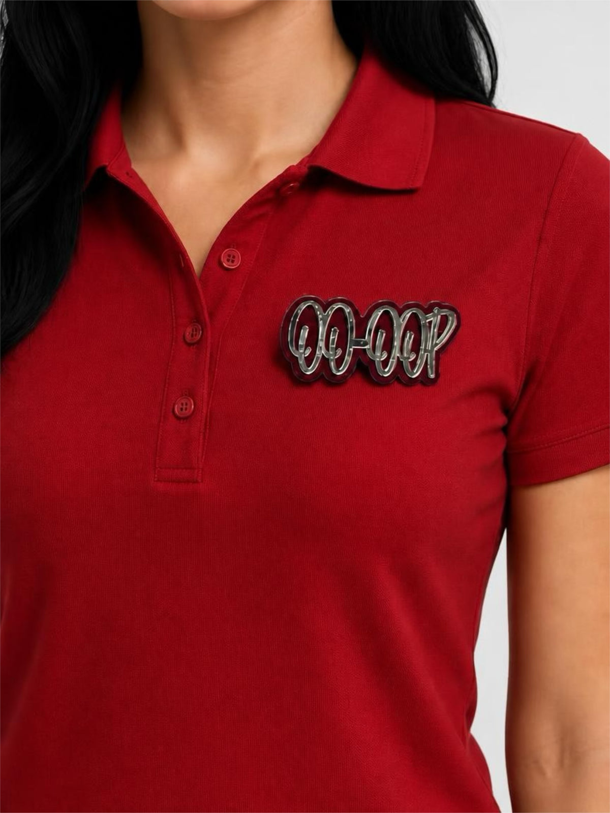 Delta Sigma Theta acrylic oo-oop brooch with magnetic backing