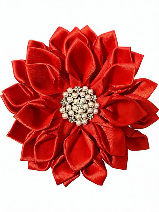 Red flower brooch