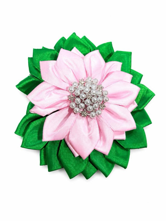 Pink and Green flower brooch